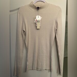 New Long Tall Sally Ribbed Turtleneck Knit Almond Large